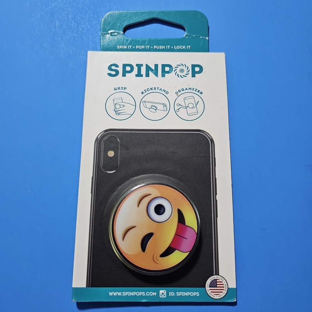 SpinPop: Pop-Up Phone Grip & Stand (SMILEY FACE EMOJI)
